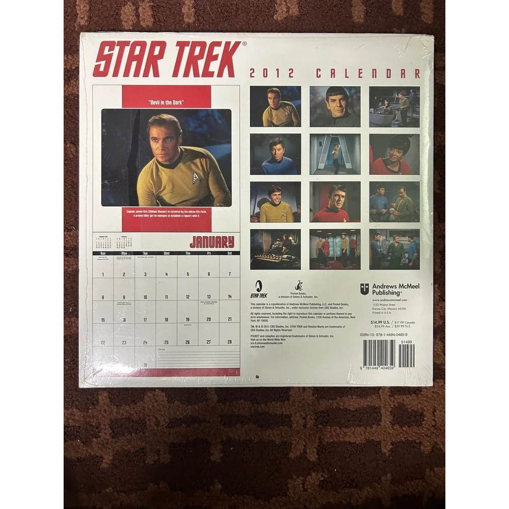 Star Trek‎ 2012 Calendar Original Series Kirk Spock McCoy New Sealed